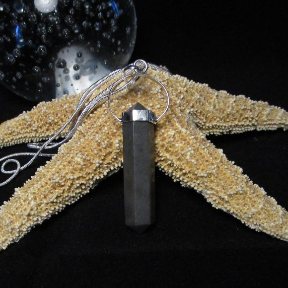 Jewelry - Gray Agate Double Point Pendant Necklace #22